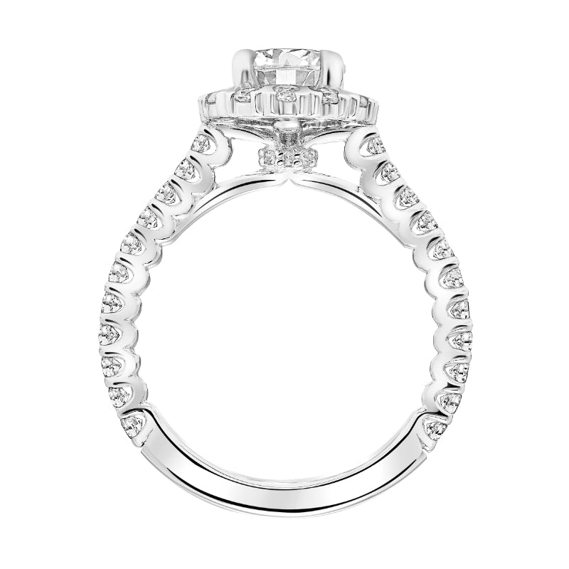 Artcarved Bridal Mounted with CZ Center Classic Halo Engagement Ring Pamela 14K White Gold