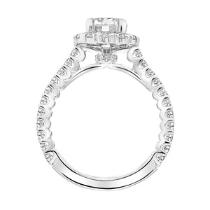 Artcarved Bridal Semi-Mounted with Side Stones Classic Halo Engagement Ring Pamela 14K White Gold