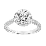 Artcarved Bridal Semi-Mounted with Side Stones Classic Halo Engagement Ring Pamela 14K White Gold