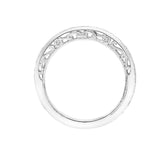 Artcarved Bridal Mounted with Side Stones Vintage Filigree Diamond Wedding Band Mae 14K White Gold