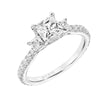 Artcarved Bridal Mounted with CZ Center Classic Diamond 3-Stone Engagement Ring Rea 18K White Gold