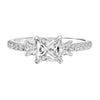 Artcarved Bridal Mounted with CZ Center Classic Diamond 3-Stone Engagement Ring Rea 18K White Gold