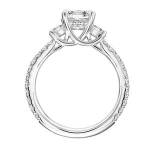 Artcarved Bridal Mounted with CZ Center Classic Diamond 3-Stone Engagement Ring Rea 14K White Gold