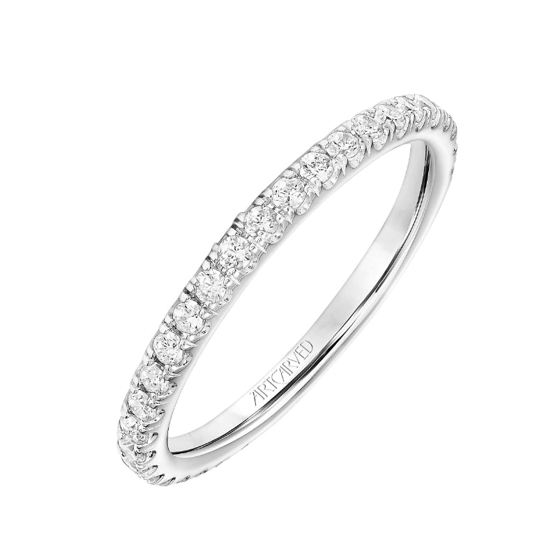 Artcarved Bridal Mounted with Side Stones Classic 3-Stone Diamond Wedding Band Rea 18K White Gold