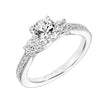 Artcarved Bridal Mounted with CZ Center Classic Diamond 3-Stone Engagement Ring Thea 14K White Gold