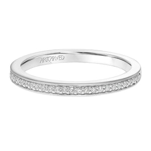 Artcarved Bridal Mounted with Side Stones Classic 3-Stone Diamond Wedding Band Thea 18K White Gold