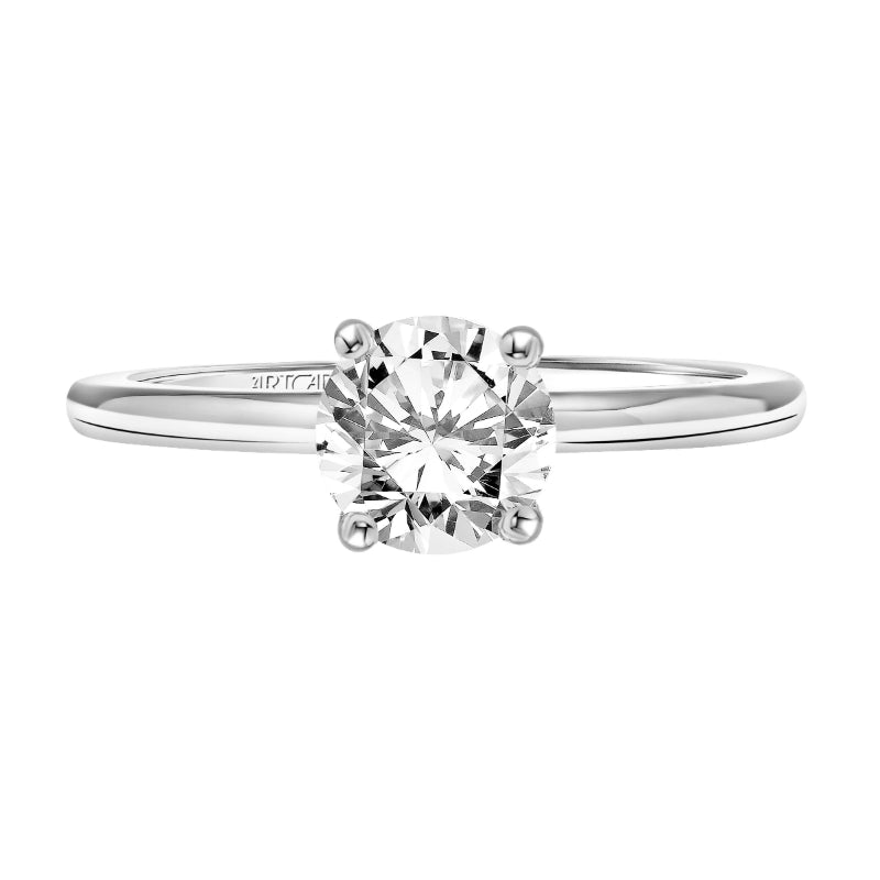 Artcarved Bridal Semi-Mounted with Side Stones Classic Solitaire Engagement Ring Kit 18K White Gold