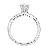 Artcarved Bridal Semi-Mounted with Side Stones Classic Solitaire Engagement Ring Kit 14K White Gold