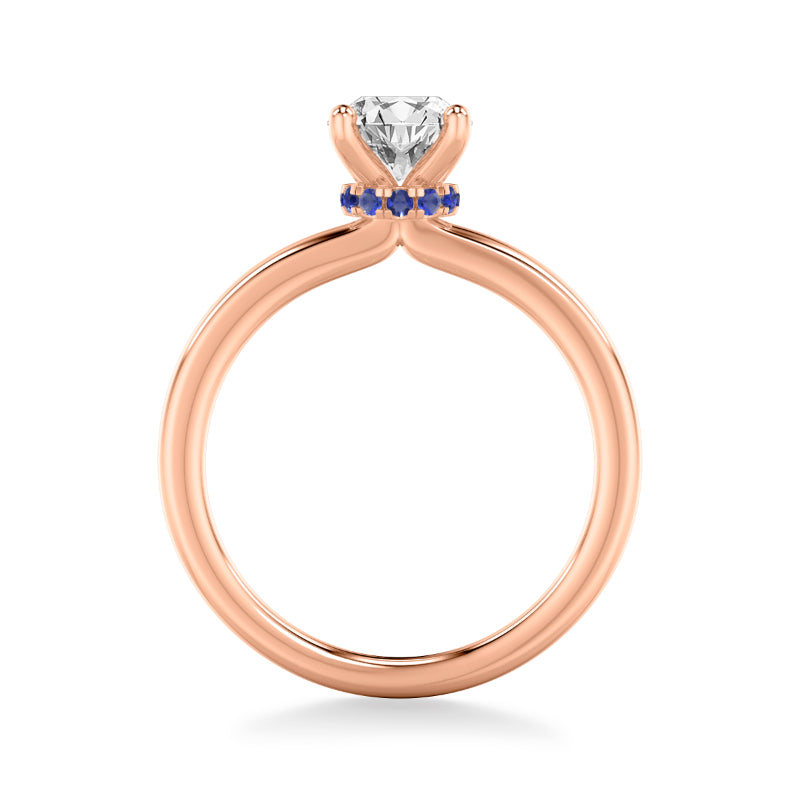 Artcarved Bridal Semi-Mounted with Side Stones Classic Solitaire Engagement Ring 18K Rose Gold & Blue Sapphire