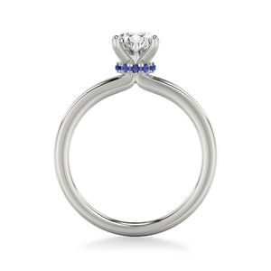 Artcarved Bridal Mounted with CZ Center Classic Solitaire Engagement Ring 14K White Gold & Blue Sapphire