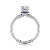 Artcarved Bridal Mounted with CZ Center Classic Solitaire Engagement Ring 18K White Gold & Blue Sapphire