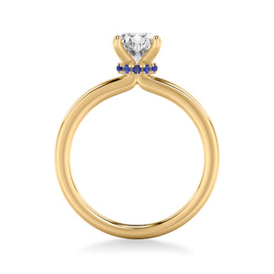Artcarved Bridal Mounted with CZ Center Classic Solitaire Engagement Ring 14K Yellow Gold & Blue Sapphire
