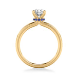 Artcarved Bridal Semi-Mounted with Side Stones Classic Solitaire Engagement Ring 18K Yellow Gold & Blue Sapphire