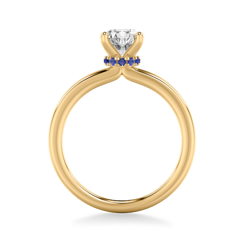 Artcarved Bridal Mounted with CZ Center Classic Solitaire Engagement Ring 18K Yellow Gold & Blue Sapphire