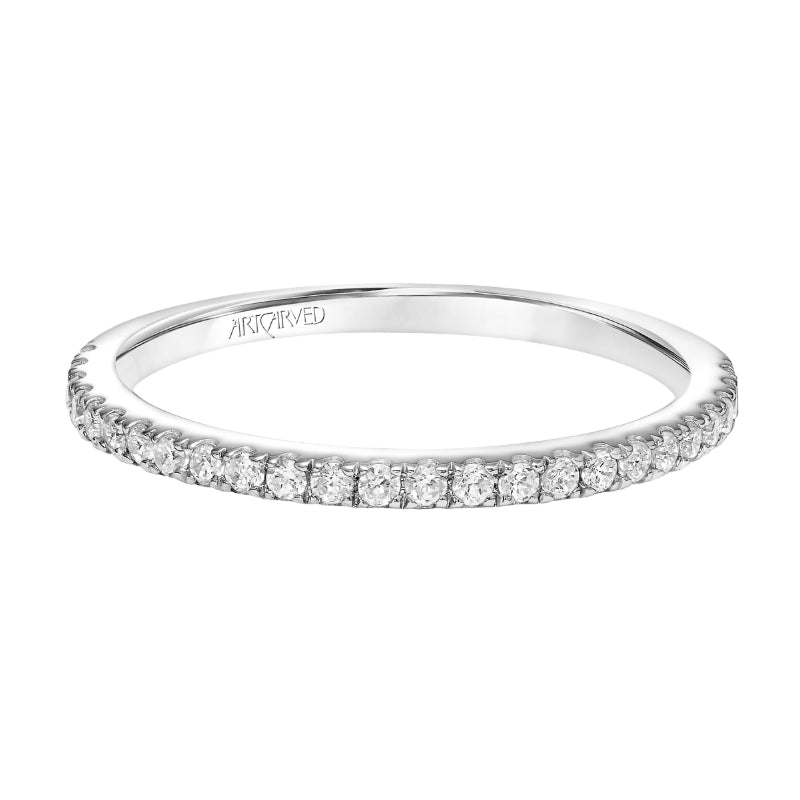 Artcarved Bridal Mounted with Side Stones Classic Diamond Wedding Band Kit 18K White Gold