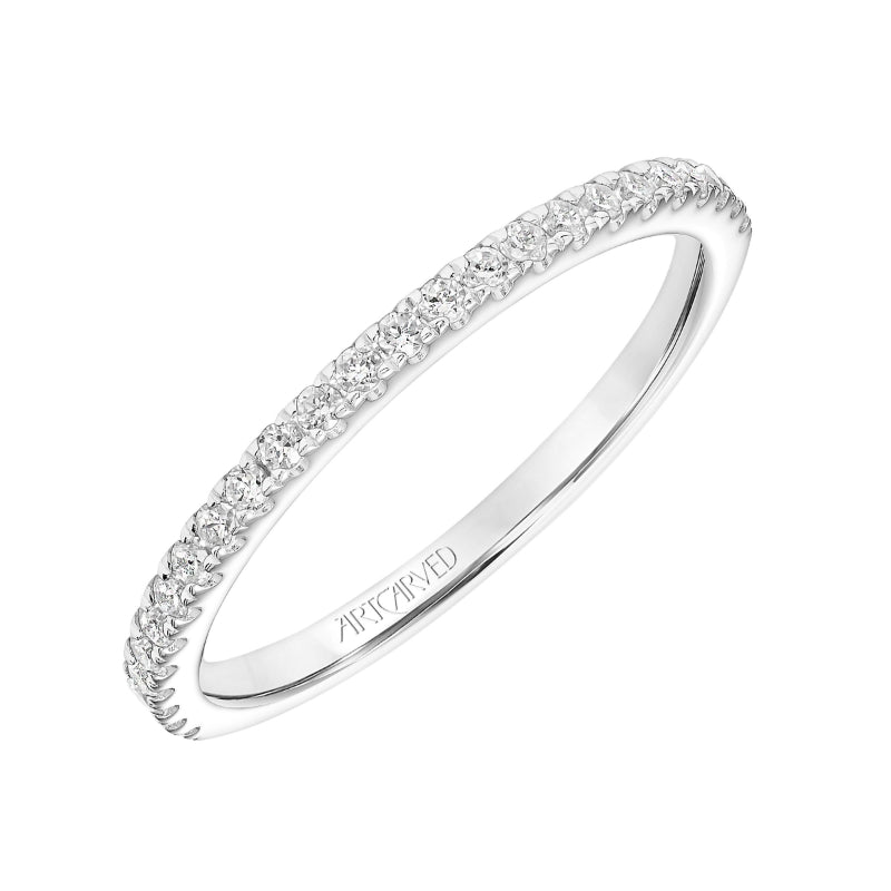 Artcarved Bridal Mounted with Side Stones Classic Halo Diamond Wedding Band Ileana 14K White Gold