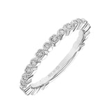 Artcarved Bridal Mounted with Side Stones Vintage Milgrain Diamond Wedding Band Louisa 14K White Gold