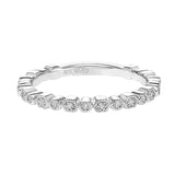 Artcarved Bridal Mounted with Side Stones Vintage Milgrain Diamond Wedding Band Louisa 14K White Gold