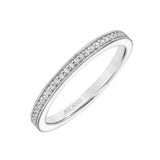 Artcarved Bridal Mounted with Side Stones Vintage Milgrain Halo Diamond Wedding Band Martha 18K White Gold