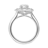 Artcarved Bridal Mounted with CZ Center Vintage Milgrain Halo Engagement Ring Yvonne 14K White Gold