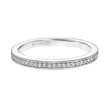 Artcarved Bridal Mounted with Side Stones Vintage Milgrain Halo Diamond Wedding Band Maeve 18K White Gold