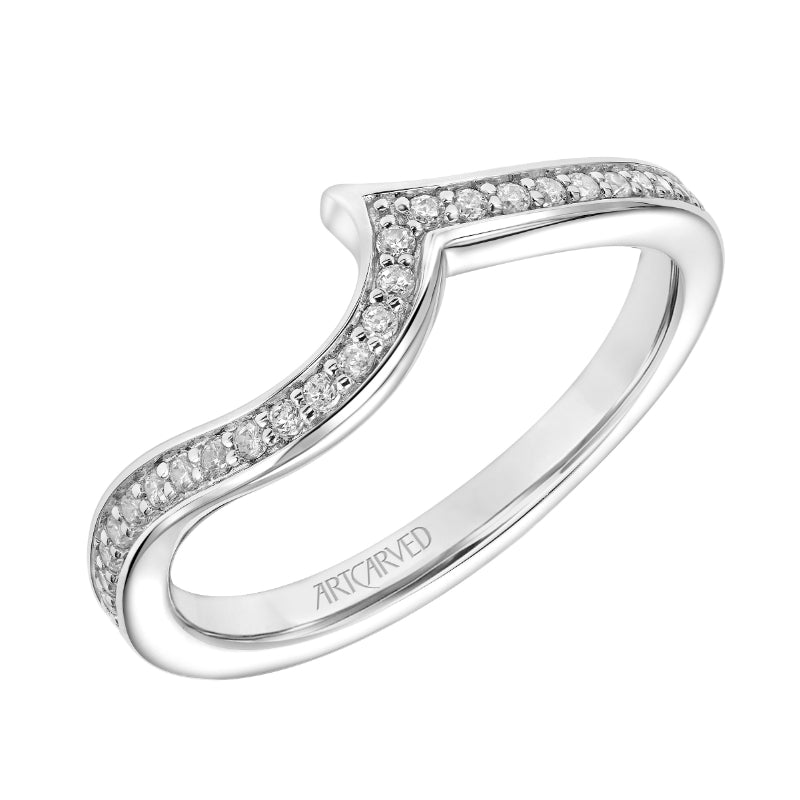 Artcarved Bridal Mounted with Side Stones Contemporary Bezel Diamond Wedding Band Tinsley 18K White Gold