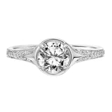 Artcarved Bridal Mounted with CZ Center Contemporary Bezel Diamond Engagement Ring Olive 18K White Gold