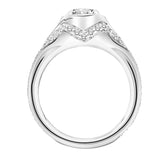 Artcarved Bridal Mounted with CZ Center Contemporary Bezel Diamond Engagement Ring Olive 14K White Gold