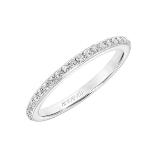 Artcarved Bridal Mounted with Side Stones Contemporary Bezel Diamond Wedding Band Gray 18K White Gold