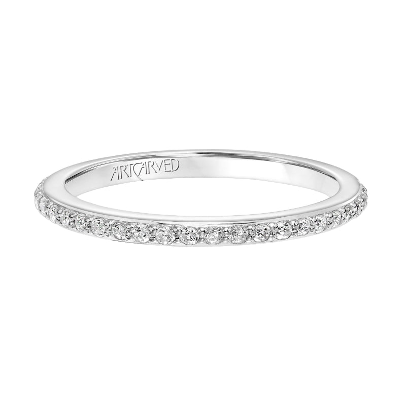 Artcarved Bridal Mounted with Side Stones Contemporary Bezel Diamond Wedding Band Gray 18K White Gold