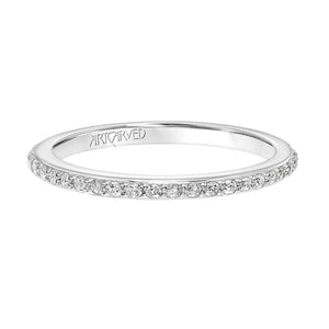 Artcarved Bridal Mounted with Side Stones Contemporary Bezel Diamond Wedding Band Gray 18K White Gold