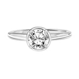Artcarved Bridal Mounted with CZ Center Contemporary Bezel Engagement Ring Lake 18K White Gold