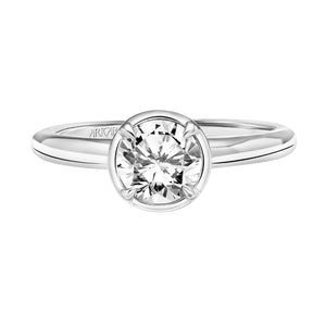 Artcarved Bridal Semi-Mounted with Side Stones Contemporary Bezel Engagement Ring Lake 14K White Gold