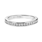 Artcarved Bridal Mounted with Side Stones Contemporary Bezel Diamond Wedding Band Raina 18K White Gold
