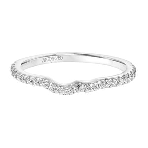 Artcarved Bridal Mounted with Side Stones Contemporary Floral Diamond Wedding Band Bluebelle 18K White Gold