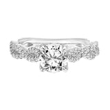 Artcarved Bridal Semi-Mounted with Side Stones Contemporary Floral Twist Engagement Ring Sweetpea 18K White Gold