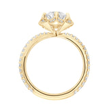 Artcarved Bridal Semi-Mounted with Side Stones Contemporary Floral Engagement Ring Lotus 18K Yellow Gold