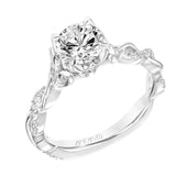Artcarved Bridal Semi-Mounted with Side Stones Contemporary Floral Engagement Ring Amaryllis 14K White Gold