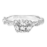 Artcarved Bridal Mounted with CZ Center Contemporary Floral Engagement Ring Amaryllis 14K White Gold