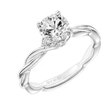 Artcarved Bridal Mounted with CZ Center Contemporary Floral Twist Engagement Ring Aster 14K White Gold