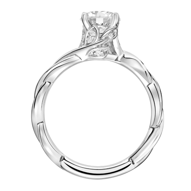 Artcarved Bridal Mounted with CZ Center Contemporary Floral Twist Engagement Ring Aster 14K White Gold