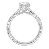 Artcarved Bridal Mounted with CZ Center Vintage Vintage Engagement Ring Cressida 14K White Gold