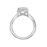 Artcarved Bridal Semi-Mounted with Side Stones Classic Halo Engagement Ring Caroline 18K White Gold