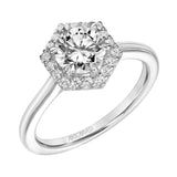 Artcarved Bridal Semi-Mounted with Side Stones Classic Halo Engagement Ring Maya 14K White Gold