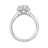 Artcarved Bridal Semi-Mounted with Side Stones Classic Halo Engagement Ring Maya 14K White Gold