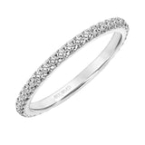 Artcarved Bridal Mounted with Side Stones Halo Diamond Wedding Band Nola 14K White Gold