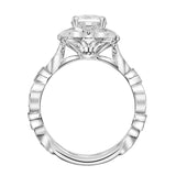 Artcarved Bridal Semi-Mounted with Side Stones Vintage Milgrain Engagement Ring Carol 14K White Gold