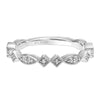 Artcarved Bridal Mounted with Side Stones Vintage Milgrain Diamond Wedding Band Carol 18K White Gold