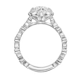 Artcarved Bridal Mounted with CZ Center Vintage Milgrain Engagement Ring Annette 18K White Gold