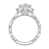 Artcarved Bridal Mounted with CZ Center Vintage Milgrain Engagement Ring Elaine 18K White Gold
